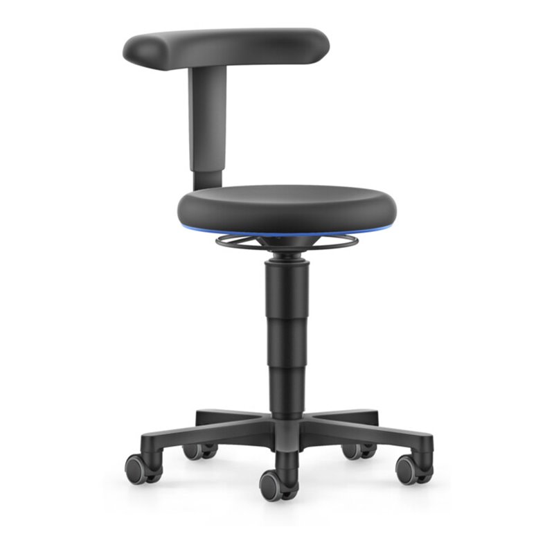bimos Allround Hocker mit Rollen, PU schwarz, Sitzhöhe 450-650 mm, Flex-Stütze