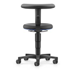 bimos Allround Hocker mit Rollen, PU schwarz, Sitzhöhe 450-650 mm, Flex-Stütze