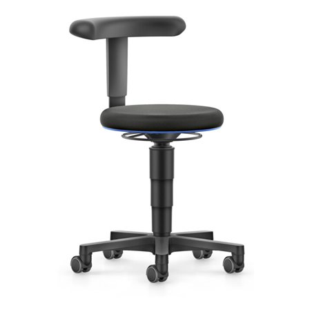 bimos Allround Hocker mit Rollen, Stoff schwarz, Sitzhöhe 450-650 mm, Flex-Stütze