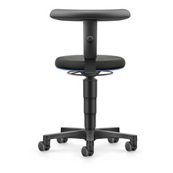bimos Allround Hocker mit Rollen, Stoff schwarz, Sitzhöhe 450-650 mm, Flex-Stütze