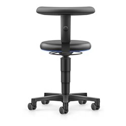 bimos Allround Hocker mit Rollen, Kunstleder schwarz, Sitzh.450-650 mm, Flex-Stütze