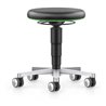 bimos Labor Hocker mit Rollen, Kunstleder schwarz, Sitzhöhe 450-650 mm, Farbring grün