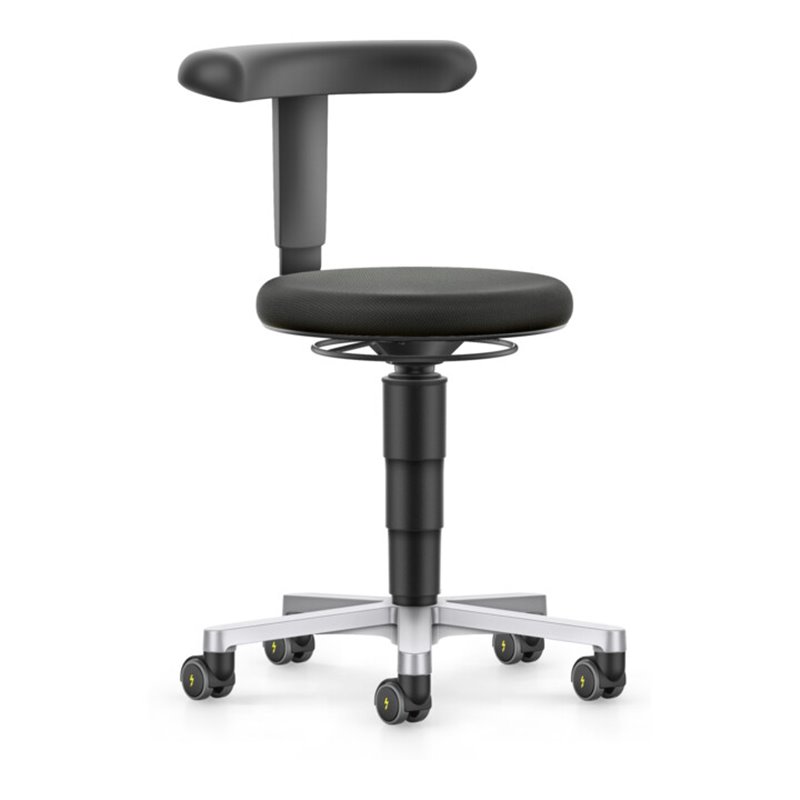 bimos ESD Hocker mit Rollen, Stoff schwarz, Sitzhöhe 450-650 mm, Flex-Stütze