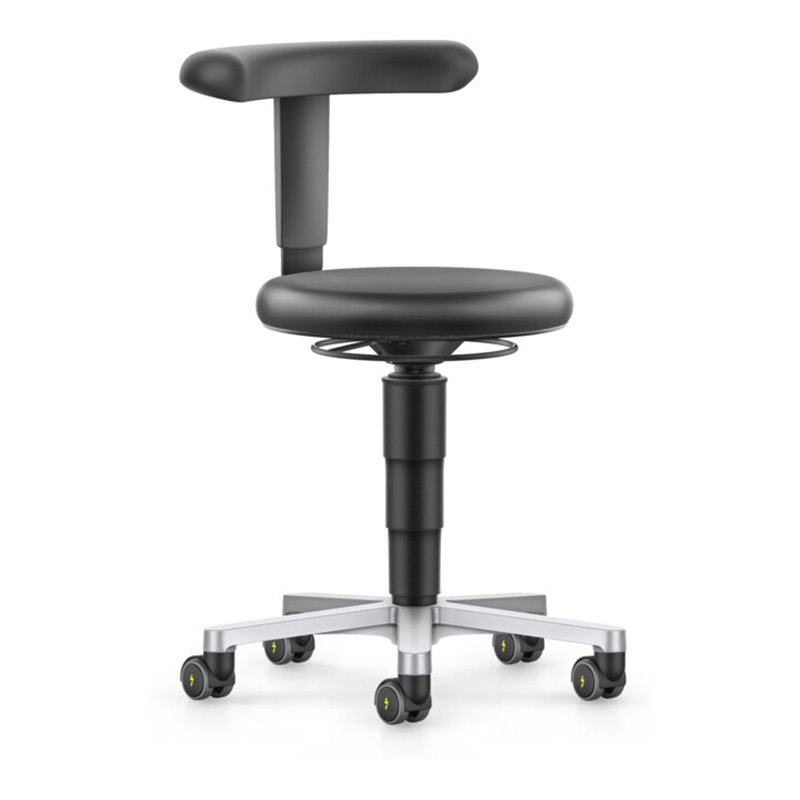 bimos ESD Hocker mit Rollen, Kunstleder schwarz, Sitzhöhe 450-650 mm, Flex-Stütze