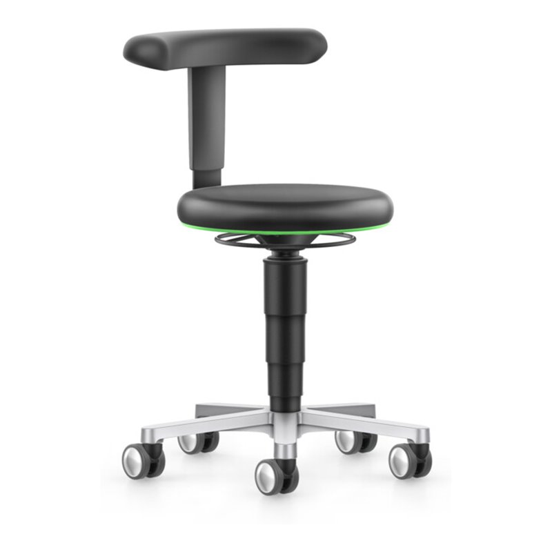 bimos Labor Hocker mit Rollen, PU schwarz, Sitzhöhe 450-650 mm, Flex-Stütze