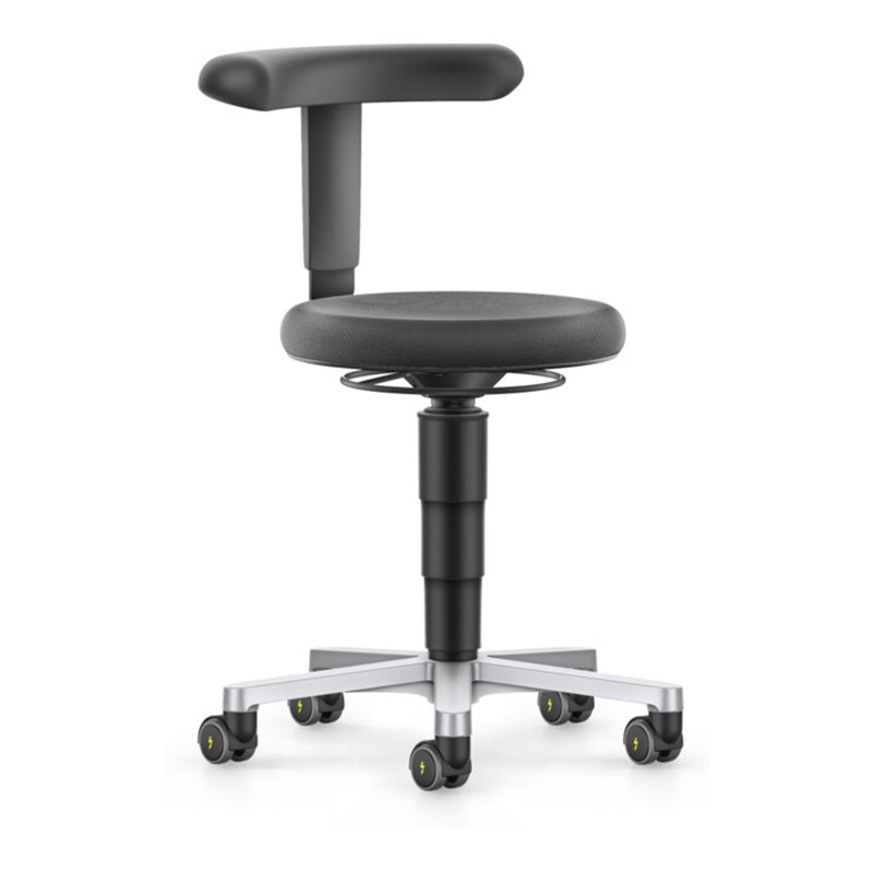 bimos ESD Hocker mit Rollen, Supertec schwarz, Sitzhöhe 450-650 mm, Flex-Stütze