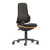 bimos Arbeitsstuhl Neon XXL bis 180 kg mit Rollen, Stoffpolster, Flexband orange, Sitz 470-640 mm