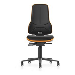 bimos Arbeitsstuhl Neon XXL bis 180 kg mit Rollen, Stoffpolster, Flexband orange, Sitz 470-640 mm