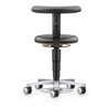 bimos Labor Hocker mit Rollen, Kunstleder schwarz, Sitzhöhe 480-650 mm, Flex-Stütze