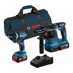 Bosch Combo Kit 2-tlg. 18V: GSB 18V-45 + GBH 18V-22 + 2 x Akku 4.0Ah, Schnellladegerät