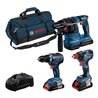 Bosch Combo Kit 3-tlg. 18V: GSR 18V-55/GDX 18V-200/GBH 18V-22, 3 x Akku, Schnellladegerät
