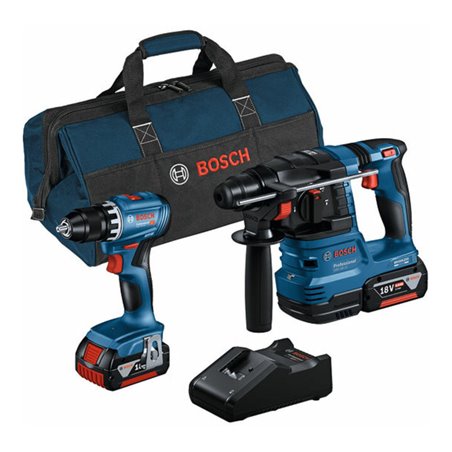 Bosch Combo Kit 2-tlg. 18V: GSR 18V-45 + GBH 18V-22 + 2 x Akku 4.0Ah, Schnellladegerät