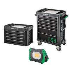 Stahlwille Werkstattwagen 93/6 A + TOP BOX + Arbeitsstrahler 93 Trolley + Box 10 Schubl. 0 x 0 x 0 mm TTS 93/6 anthrazit, RAL 70