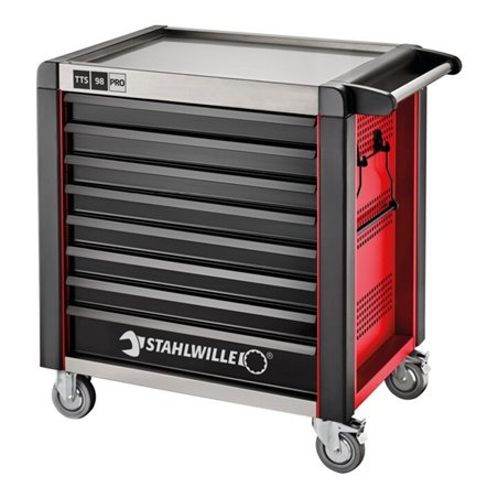 Stahlwille Werkstattwagen 98/8 PRO 8 Schubl. 651 x 1001 x 1020 mm rot, RAL 3020 schwarz RAL 9005