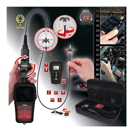 KS Tools HD-Videoskop-Satz mit Ø 3,9 mm 180° und 0° HD Frontkamera-Sonde, flexible PVC Hülle, 3-tlg