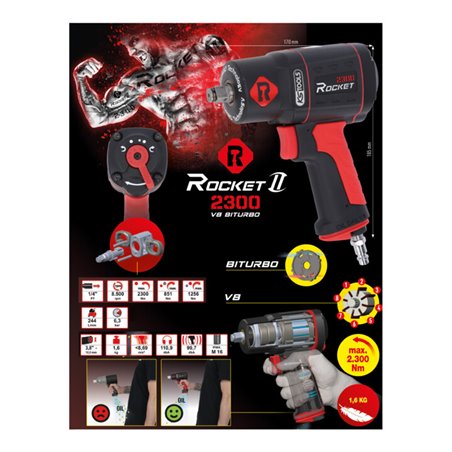 KS Tools 1/2' ROCKET II Hochleistungs-Druckluft-Schlagschrauber 2.300 Nm
