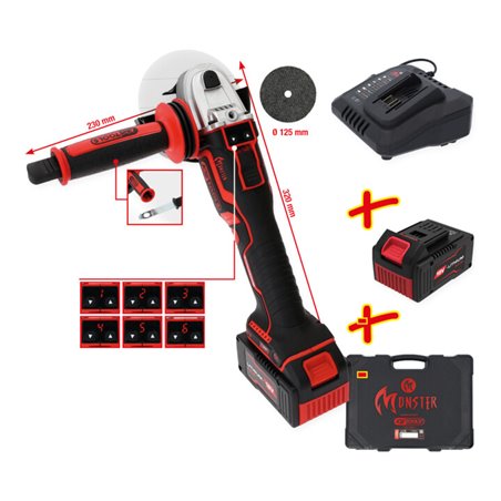 KS Tools eMONSTER Brushless-Akku-Winkelschleifer-Satz , 4-tlg
