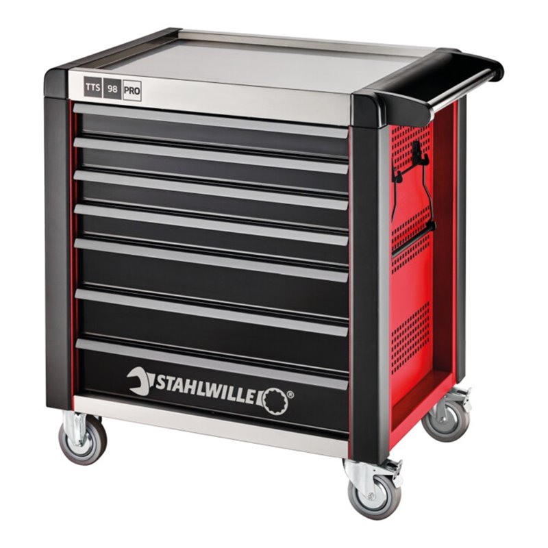 Stahlwille Werkstattwagen 98/7 PRO 7 Schubl. 651 x 1001 x 1020 mm rot, RAL 3020 schwarz RAL 9005