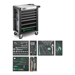 Stahlwille Werkzeugsortiment mit Werkstattwagen Nr.95/157QR Schubl.7 anthrazit, RAL 7016 157tlg