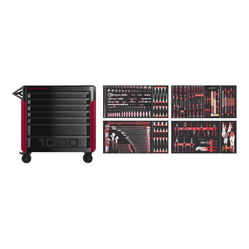 Kraftwerk PRO LINE Werkstattwagen PT1000 7 Schubladen 261-tlg.