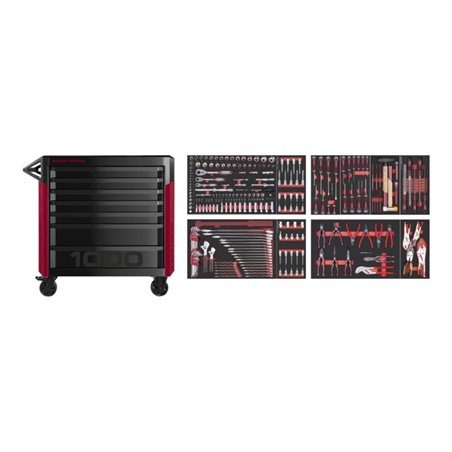 Kraftwerk PRO LINE Werkstattwagen PT1000 7 Schubladen 261-tlg.