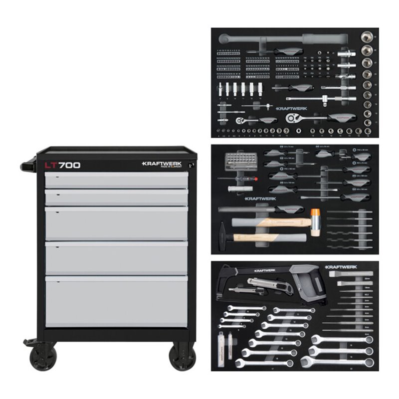 Kraftwerk Werkstattwagen LT LINE LT700, 5 Schubladen, 259-tlg.