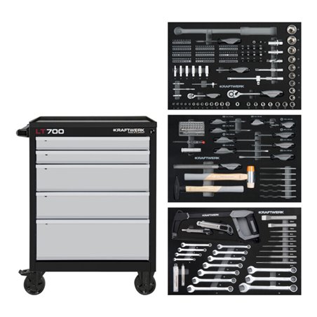 Kraftwerk Werkstattwagen LT LINE LT700, 5 Schubladen, 259-tlg.