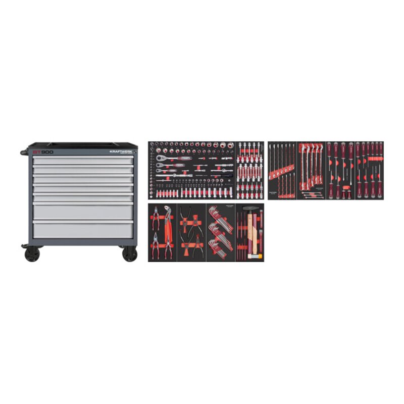 Kraftwerk Werkstattwagen BASIC LINE BT900, 7 Schubladen 244-tlg.