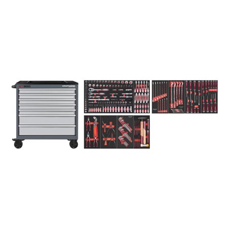 Kraftwerk Werkstattwagen BASIC LINE BT900, 7 Schubladen 244-tlg.