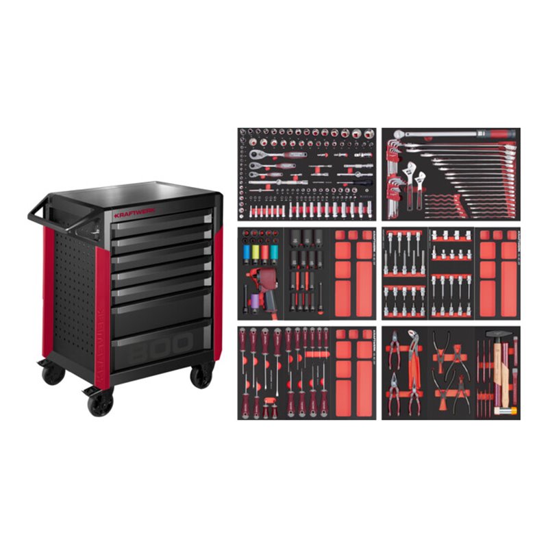 Kraftwerk Werkstattwagen PRO LINE PT800 7 Schubladen 279-tlg.
