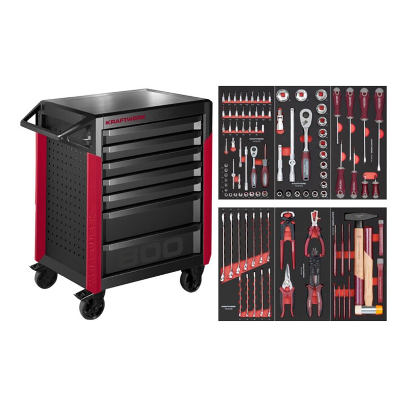 Kraftwerk Werkstattwagen PRO LINE PT800 7 Schubladen 103-tlg.