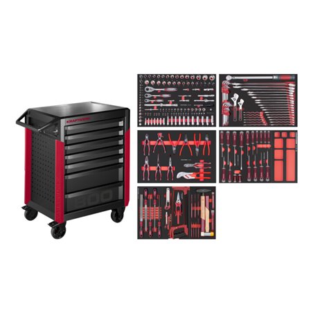 Kraftwerk Werkstattwagen PRO LINE PT800 7 Schubladen 242-tlg.