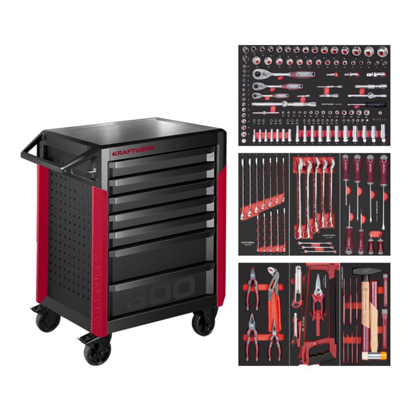 Kraftwerk Werkstattwagen PRO LINE PT800 7 Schubladen 189-tlg.