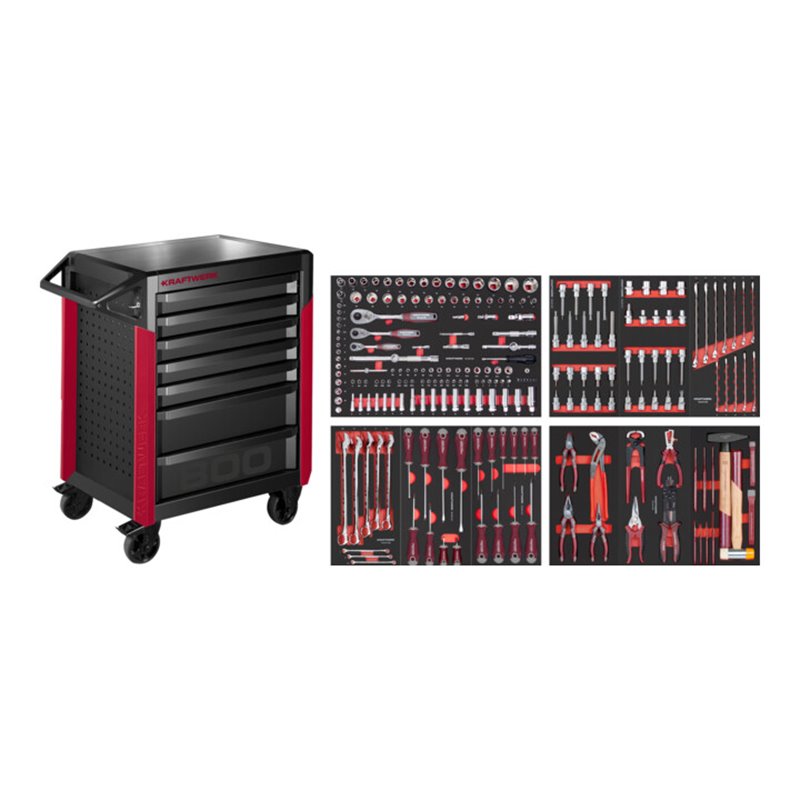 Kraftwerk Werkstattwagen PRO LINE PT800 7 Schubladen 220-tlg.