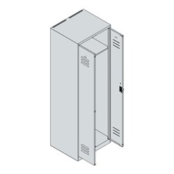 C+P PSA Doppel-Spind Classic PLUS, 2 Abteile, 1850x600x500mm, 7035/3003 Verschluss Sicherheits-Drehriegel