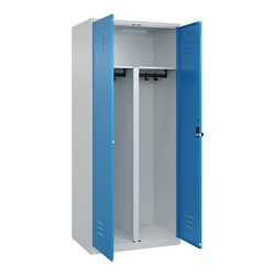 C+P PSA Doppel-Spind Classic PLUS, 2 Abteile, 1850x800x500mm, 7035/5012 Verschluss Sicherheits-Drehriegel