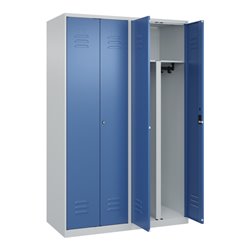 C+P PSA Doppel-Spind Classic PLUS, 4 Abteile, 1850x1200x500mm, 7035/5023 Verschluss Zylinderschloss