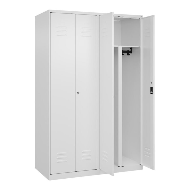 C+P PSA Doppel-Spind Classic PLUS, 4 Abteile, 1850x1200x500mm, 9016/9016 Verschluss Zylinderschloss