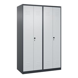 C+P PSA Doppel-Spind Classic PLUS, 4 Abteile, 1850x1200x500mm, 7016/7035 Verschluss Sicherheits-Drehriegel