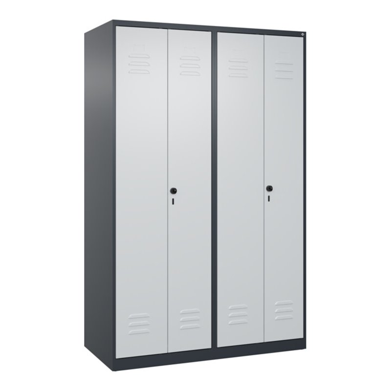 C+P PSA Doppel-Spind Classic PLUS, 4 Abteile, 1850x1200x500mm, 7016/7035 Verschluss Sicherheits-Drehriegel