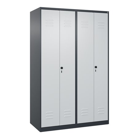 C+P PSA Doppel-Spind Classic PLUS, 4 Abteile, 1850x1200x500mm, 7016/7035 Verschluss Sicherheits-Drehriegel