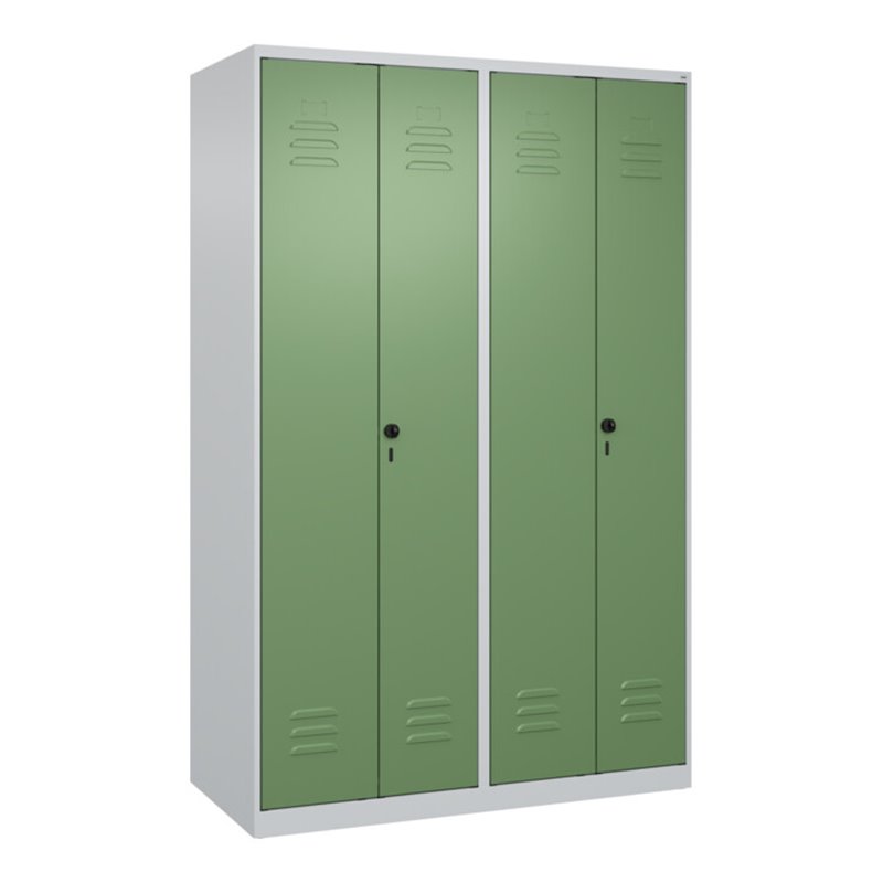 C+P PSA Doppel-Spind Classic PLUS, 4 Abteile, 1850x1200x500mm, 7035/6011 Verschluss Sicherheits-Drehriegel