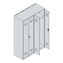 C+P PSA Doppel-Spind Classic PLUS, 4 Abteile, 1850x1200x500mm, 7035/0024 Verschluss Sicherheits-Drehriegel