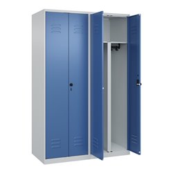 C+P PSA Doppel-Spind Classic PLUS, 4 Abteile, 1850x1200x500mm, 7035/5023 Verschluss Sicherheits-Drehriegel