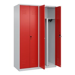 C+P PSA Doppel-Spind Classic PLUS, 4 Abteile, 1850x1200x500mm, 7035/3020 Verschluss Sicherheits-Drehriegel