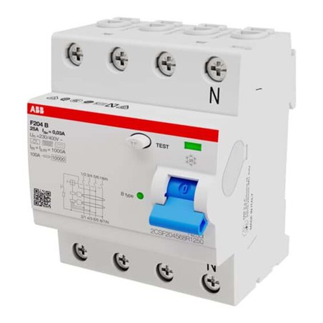 ABB Stotz S&J FI-Schutzschalter TypB 4P 25A, 30mA, 3kA, 4TE F204B-25/0, 03-4TE