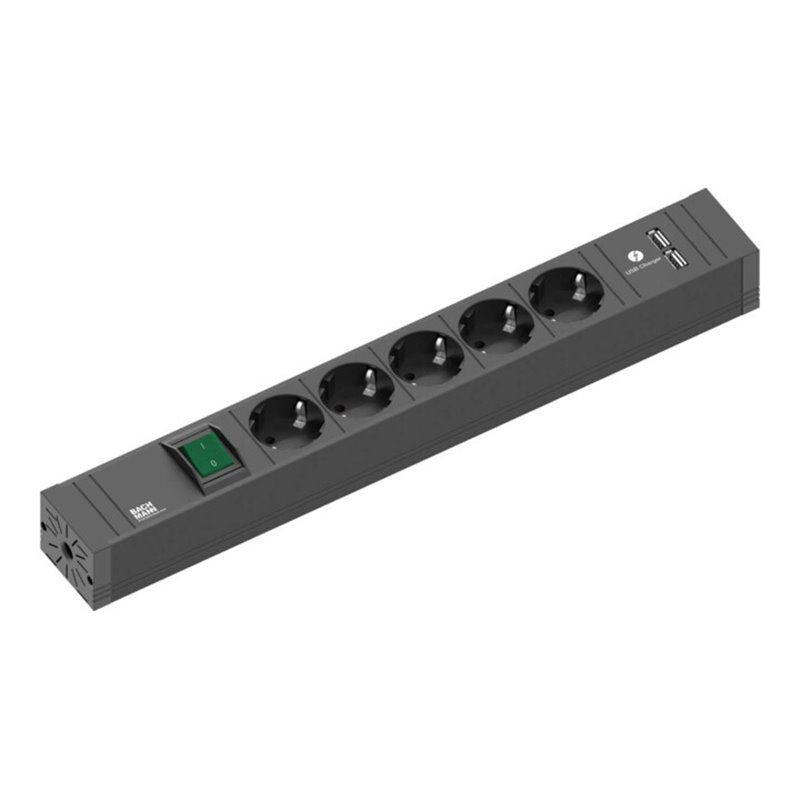 Bachmann Steckdosenleiste 5xSchutz 1xSchalter 1xUSB 2m 420.0021
