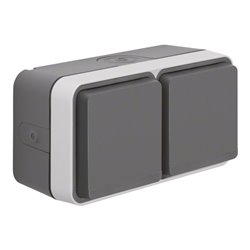 Berker SCHUKO-Doppelsteckdose Klappdeck. lichtgrau 47753525