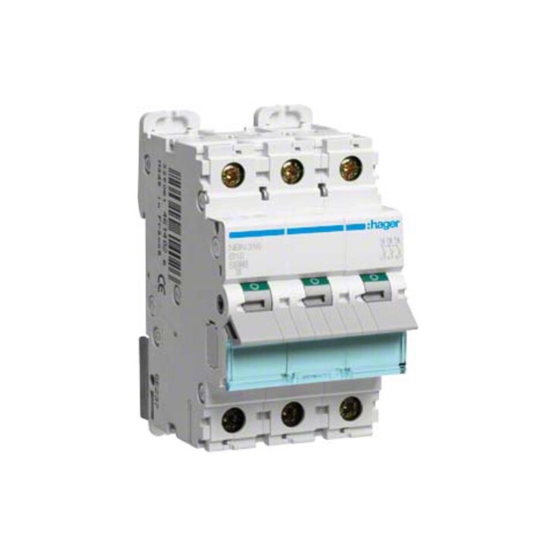 Hager Leitungsschutzschalter 3pol.,B-16A, 10kA, 3M NBN316