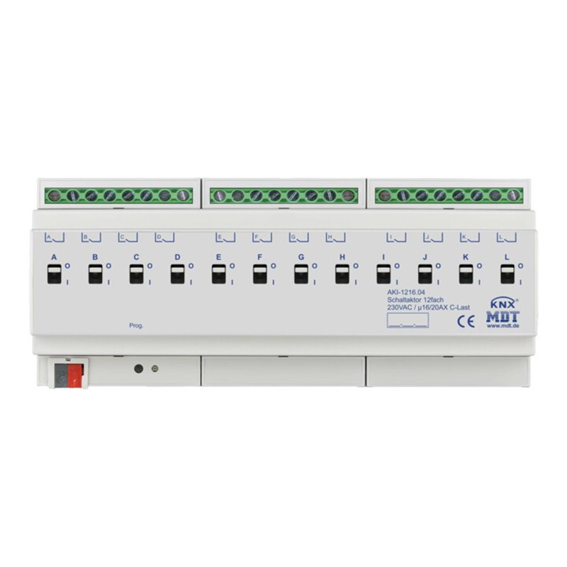 MDT technologies Schaltaktor 12-fach 12TE REG, 16/20A, 230VAC AKI-1216.04